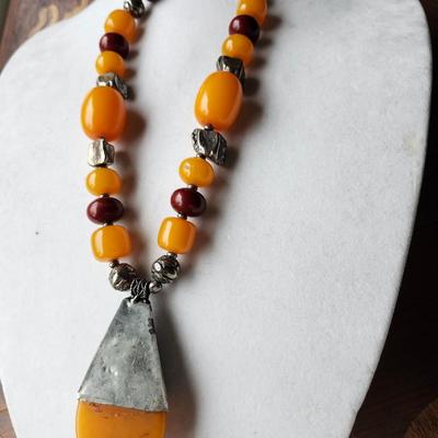 Sale Photo Thumbnail #538: Amber, with Gypsy beading
Collarbone length