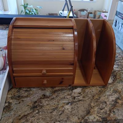 ROLL TOP ORGANIZER AND SOME SUPPLIES IN A DRAWER ORGANIZER