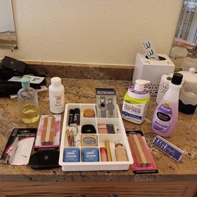 AN ASSORTMENT OF MAKEUP AND NAIL CARE