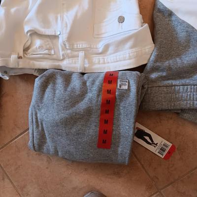 LADIES NEW PANTS SIZE 12 & 14, NEW SWEATSHIRT (L) SWEATPANTS (M) AND SIZE 8 NIKE SHOES