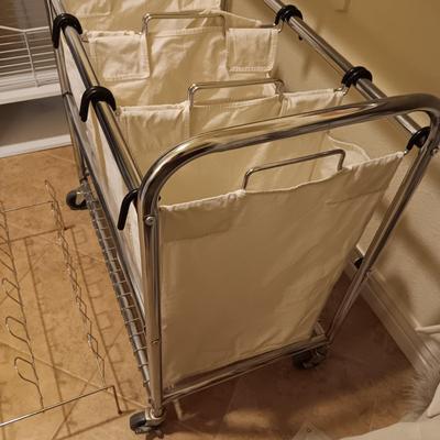 3 SECTION LAUNDRY SORTER AND A SHOE RACK