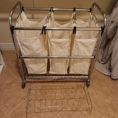 3 SECTION LAUNDRY SORTER AND A SHOE RACK