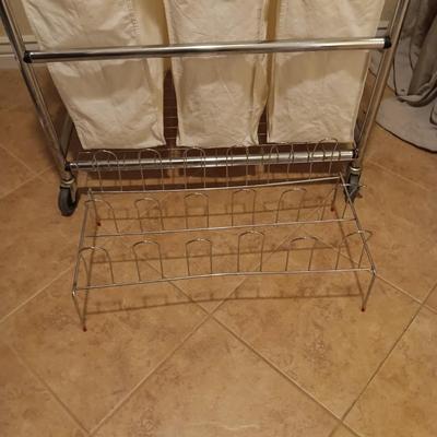 3 SECTION LAUNDRY SORTER AND A SHOE RACK