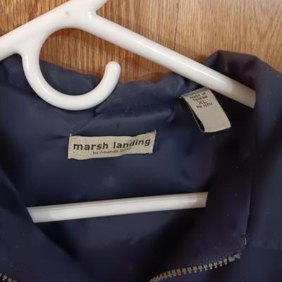 2 LADIES RAIN COATS (XL) AND A LIGHT JACKET (XL) PLUS AN UMBRELLA
