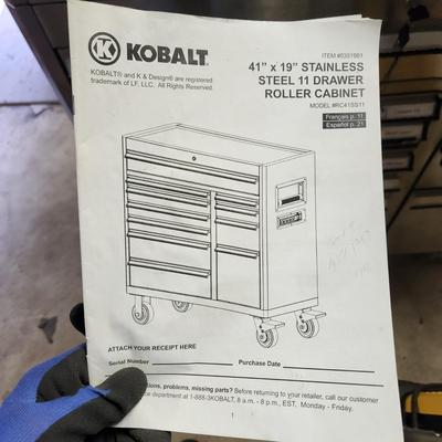 Large Kobalt Stainless Steel Tool Cabinet Chest w Electric Power outlets w keys