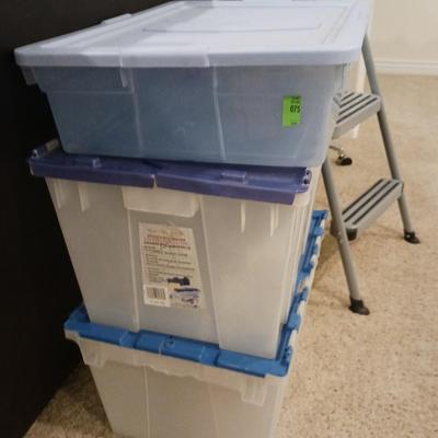 FOLDING STEP STOOL AND STORAGE TOTES
