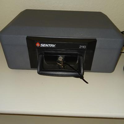 SENTRY FIRE PROOF SAFE WITH KEY & TIMEX RADIO ALARM CLOCK
