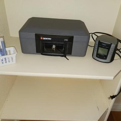 SENTRY FIRE PROOF SAFE WITH KEY & TIMEX RADIO ALARM CLOCK