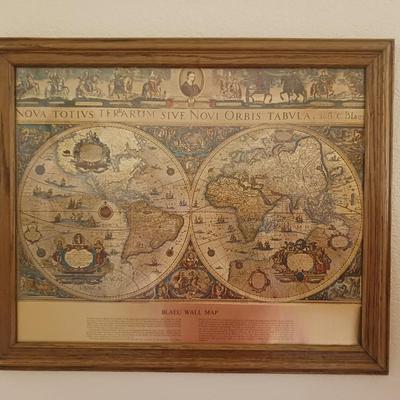 FLOOR LAMP AND FRAMED WORLD MAP