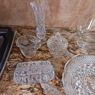 GLASS SERVING PIECES AND VASES