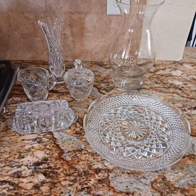 GLASS SERVING PIECES AND VASES