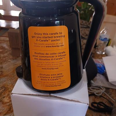 KEURIG SINGLE CUP COFFEE MAKER, KEURIG CARAFE, PURELINE & CUP HOLDER