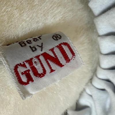 Bear Lot - 3 plush bears and bear walll hanging sign one bear marked GUND