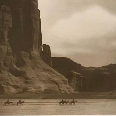 Sale Photo Thumbnail #46: #70 of 285, numbered and stamped.
Measures 36 inches high and 42 inches wide framed.
Photographed in 1904, this image is considered to one of Curtis' most important and powerful photographs.