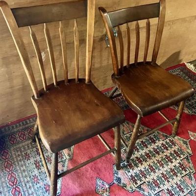 Sale Photo Thumbnail #50: One chair measures 31 inches high and 15 inches wide and the other chair measures 33 inches high and 15 inches wide.