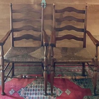Sale Photo Thumbnail #53: Each chair measures 41 inches high and 23 inches wide. 1 1/2 inch split in one chair seat.