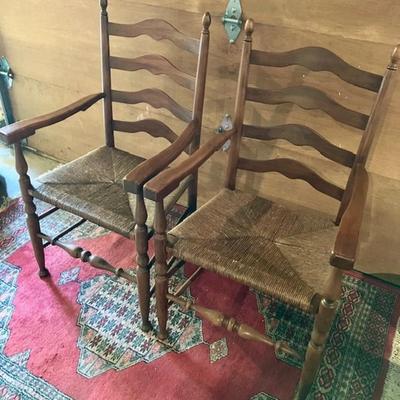 Sale Photo Thumbnail #54: Each chair measures 41 inches high and 23 inches wide. 1 1/2 inch split in one chair seat.