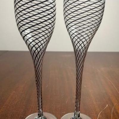 Sale Photo Thumbnail #159: Art Glass Champagne Flutes 