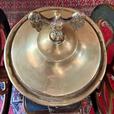 Sale Photo Thumbnail #87: Indentations in brass lid. Crack in base.