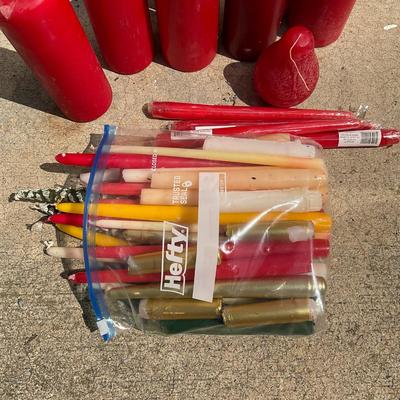 G387 Candle Lot With Storage Tub
