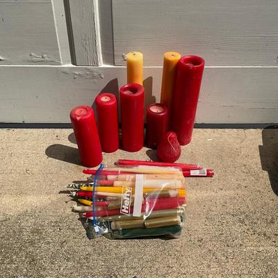 G387 Candle Lot With Storage Tub