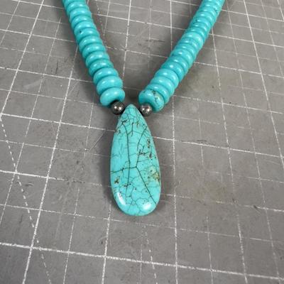 Sale Photo Thumbnail #166: 19" Long with Silver Clasp. Real Stone Beads. NICE!!!! Also a statement piece. 