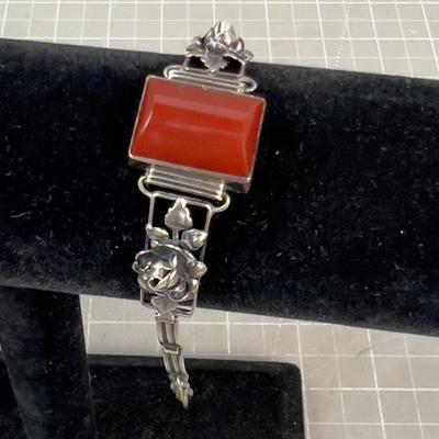 Sale Photo Thumbnail #306: 6" Long. Very Interesting. Wearable. Has a Rust Color Cut Stone. Like Carnelian 