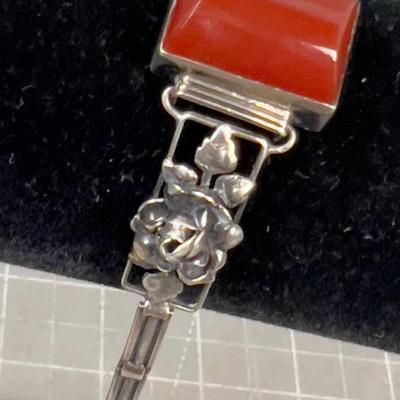 Sale Photo Thumbnail #307: 6" Long. Very Interesting. Wearable. Has a Rust Color Cut Stone. Like Carnelian 