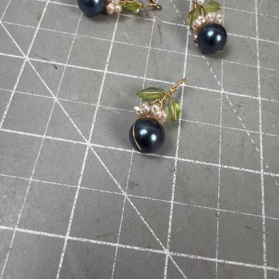 Sale Photo Thumbnail #381: Earrings and Pendant Blue. Elegant 