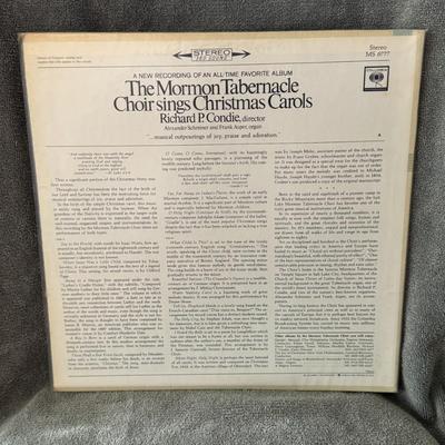 Sale Photo Thumbnail #341: "The Mormon Tabernacle Choir Sings Christmas Carols". 
Here's more information about this classic Christmas album:
Artist & Title: The Mormon Tabernacle Choir, performing Christmas Carols.
Director & Organists: The choir was directed by Richard P. Condie,