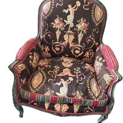 Furniture - Pair Custom French style Bergère chairs