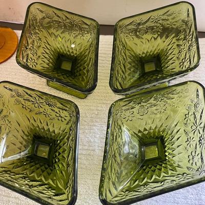 Vintage Green & Amber Glassware