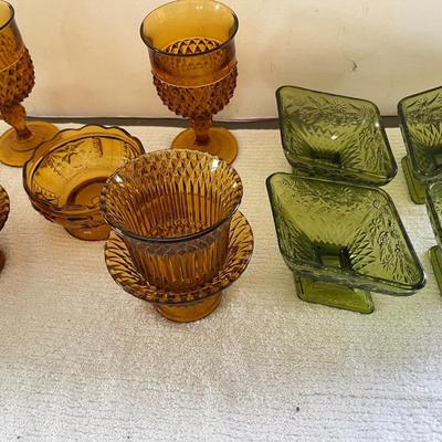Vintage Green & Amber Glassware