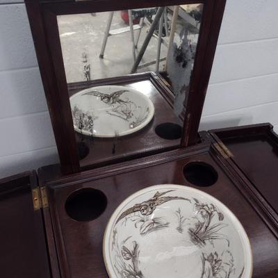 Vintage Mahogany Wood Finish Fold -Out Washstand