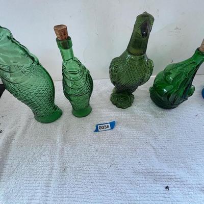 Green Glass Bottle Lot