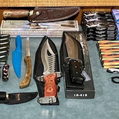 Sale Photo Thumbnail #104: Frost Cutlery, Coee River Cutlery, Tac Xtreme, Chipaway Cutlery, Whitetail Cutlery and more. Includes two sharpeners