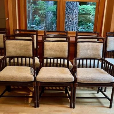 Sale Photo Thumbnail #143: Two of the chairs are captain's chairs.
Each chair measures 36 inches high and 20 inches wide.
Some minor scuffs on the bars of a few chairs, can be touched up with polish.