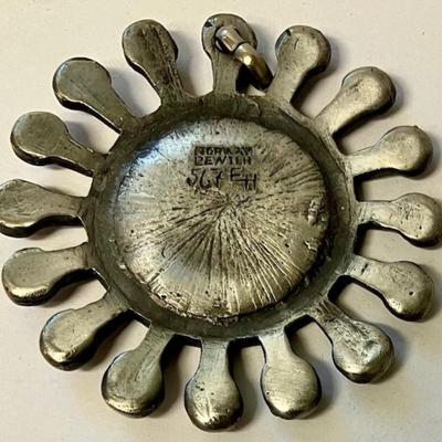 Sale Photo Thumbnail #184: Pendant with chain is by Havstad Tinn-measures 1 1/2 inches in diameter, chain is 25 inches.
The other pendant is by Elvind Hillstad- measures 2 inches in diameter.
