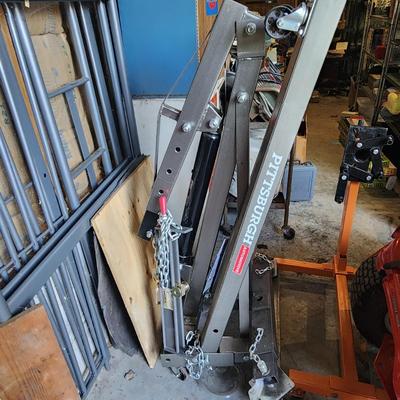 Pittsburgh Automotive 1 ton Folding Shop Crane w 2 Ton Load Leveler, 3 Ton long Ram