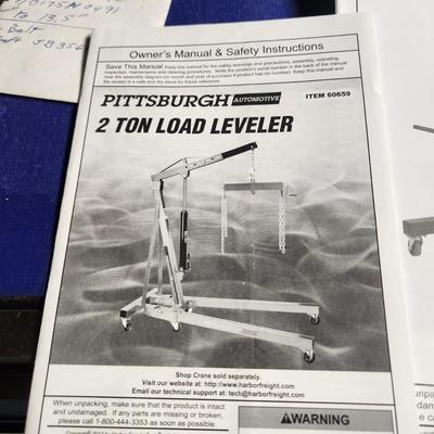 Pittsburgh Automotive 1 ton Folding Shop Crane w 2 Ton Load Leveler