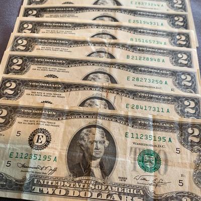 US Currency Consecutive Mint Bills $1 & $2 1960s to present