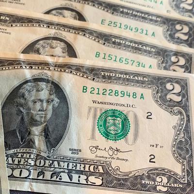 US Currency Consecutive Mint Bills $1 & $2 1960s to present