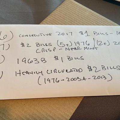 US Currency Consecutive Mint Bills $1 & $2 1960s to present