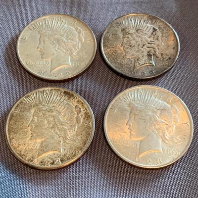 FOUR Silver Peace Dollars