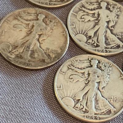 TEN Silver Standing Liberty Half Dollars