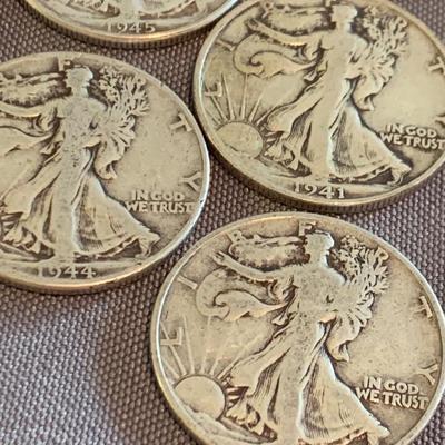 TEN Silver Standing Liberty Half Dollars