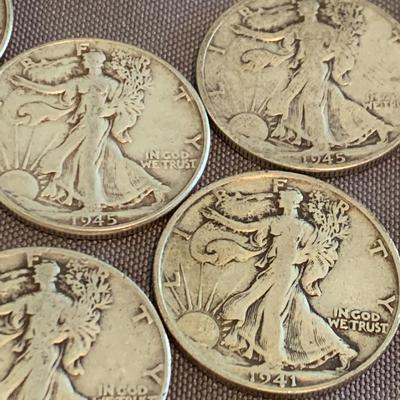 TEN Silver Standing Liberty Half Dollars