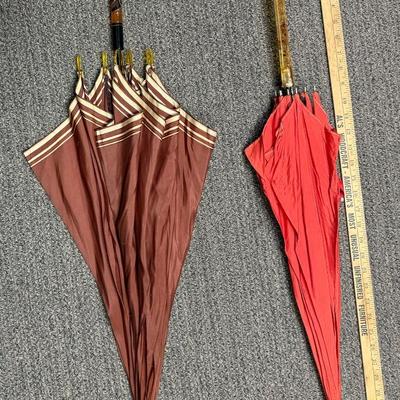 Sale Photo Thumbnail #377: Brown one has large rip that couldn't be captured in photos without making it worse. The red one is in better shape, but still wood need some repair. They are super cool just the way they are, though.
