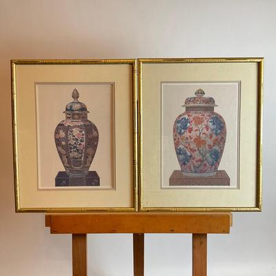 L417 Pair of Framed Still-Life Oriental Vase Prints