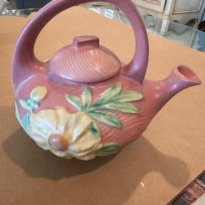 Decor - Roseville Art Potterty White Rose Teapot